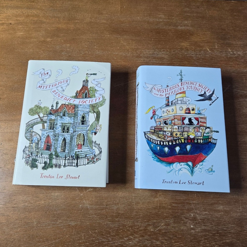 Trenton Lee Stewart Mysterious Benedict Society Books 1-2 Kids Hardcover 1st Edi